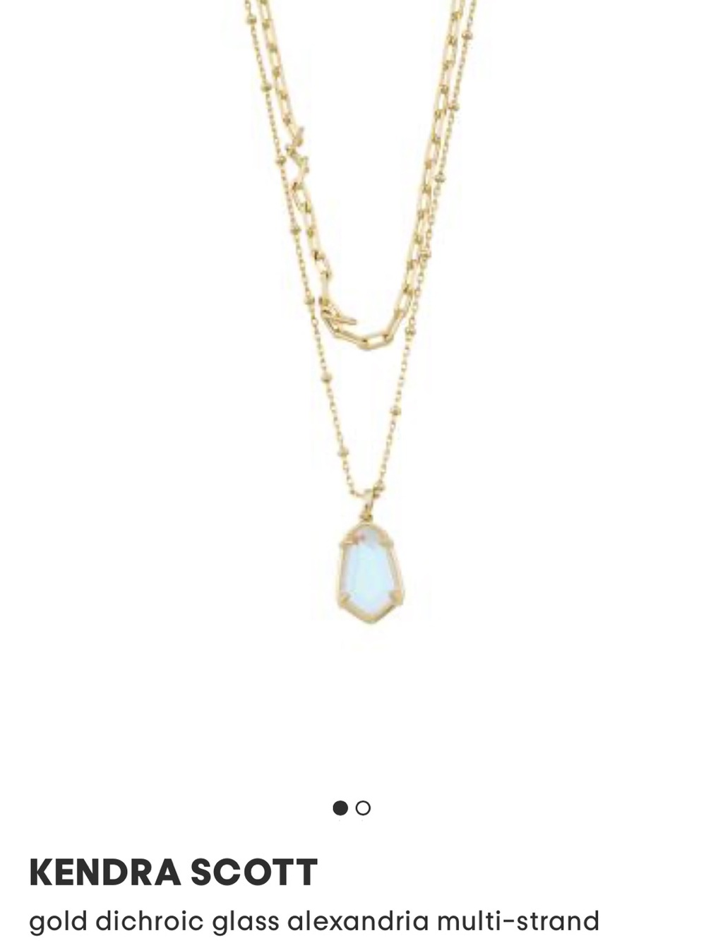 Kendra Scott Gold Layered Necklace with Blue Alexandria Pendant - Picture 2 of 4